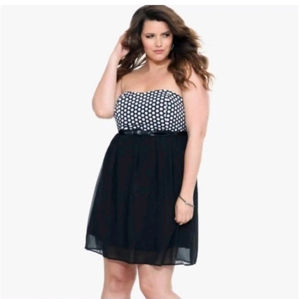 Torrid Strapless Polka Dot Knee-Lenght Dress